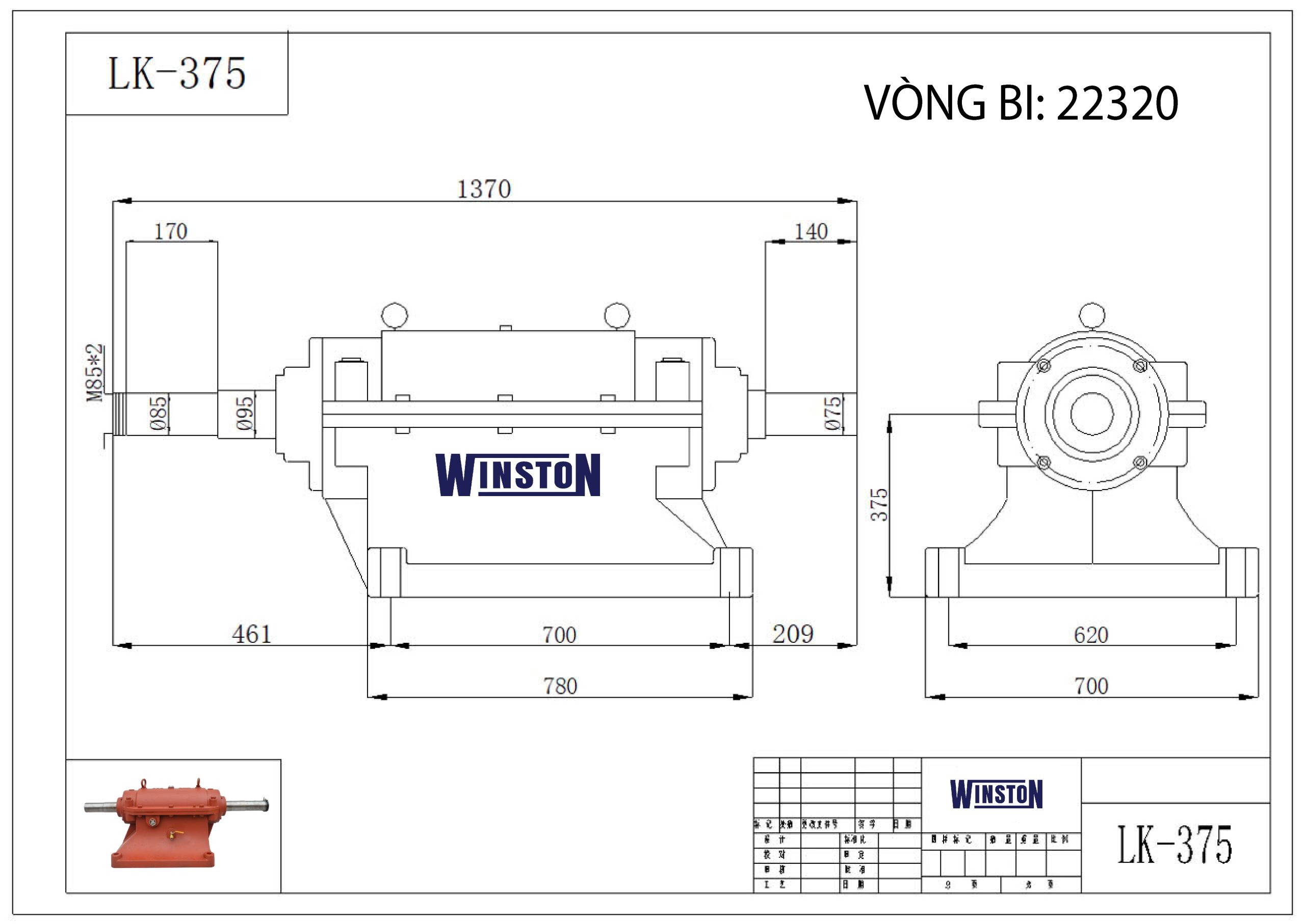 Bảng vẽ gối đỡ ngâm dầu 22320